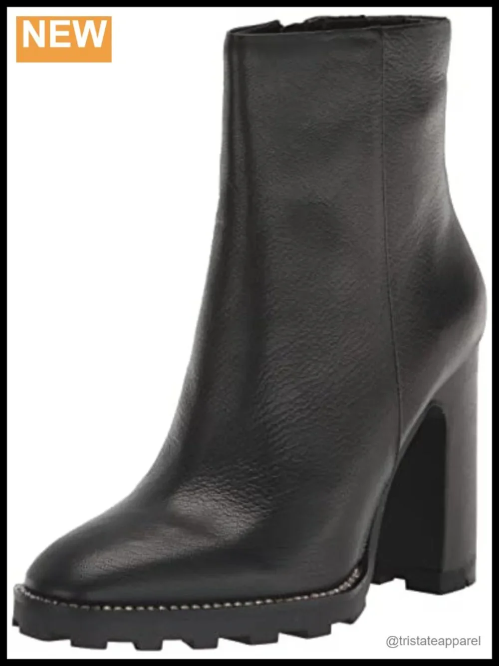 Karl Lagerfeld Peppy Lug-Sole Zip-Up Ankle Boots Leather Block Heel